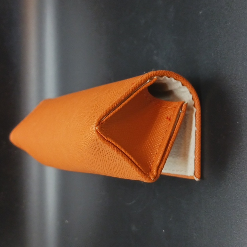 Tory Burch Orange Small/Readers Glasses Case   Gold Tone Snap Closure - Picture 2 of 5